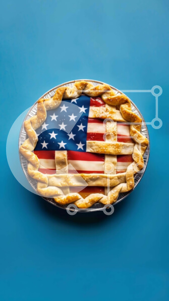 Intra Συλλεκτικό Ξύλινο Παζλ Plywood  4mm - Πίτα σε σχήμα αμερικανικής σημαίας σε μπλε φόντο Σε Ξύλινο Κουτί - Διαστάσεις: 10x10 cm – 25 κομμάτια