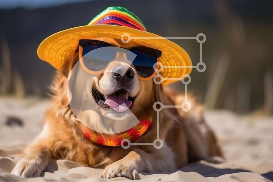 Intra Συλλεκτικό Ξύλινο Παζλ Plywood  4mm - Σκύλος Γκόλντεν Ριτρίβερ στην παραλία Σε Ξύλινο Κουτί - Διαστάσεις: 10x10 cm – 25 κομμάτια