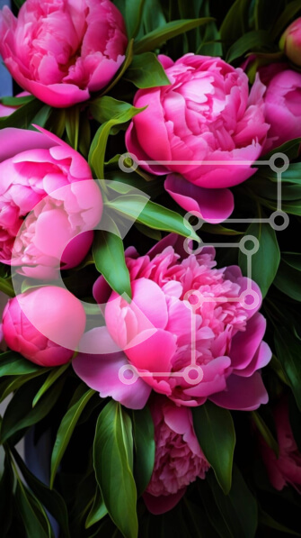 Σετ των 2 Intra Συλλεκτικό Ξύλινο Παζλ Plywood  4mm - Μπουκέτο με ροζ παιώνιες σε ανάποδο βάζο Σε Ξύλινο Κουτί - Διαστάσεις: 10x10 cm – 25 κομμάτια