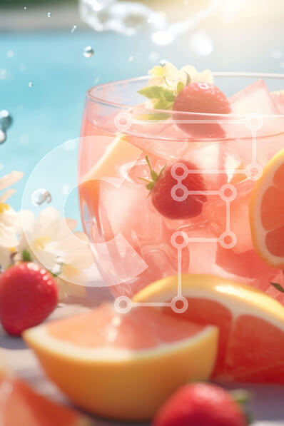 Σετ των 2 Intra Συλλεκτικό Ξύλινο Παζλ Plywood  4mm - Δροσιστικό ροζ ρόφημα με φρούτα και λουλούδια Σε Ξύλινο Κουτί - Διαστάσεις: 10x10 cm – 25 κομμάτια