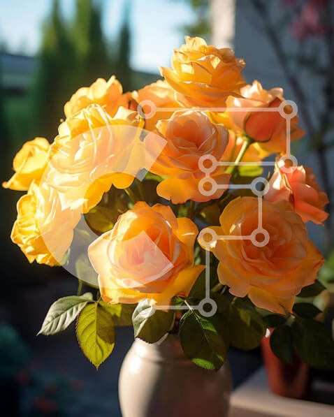 Intra Συλλεκτικό Ξύλινο Παζλ Plywood  4mm - Λευκό βάζο με κίτρινα τριαντάφυλλα στο φως του ήλιου Σε Ξύλινο Κουτί - Διαστάσεις: 10x10 cm – 25 κομμάτια