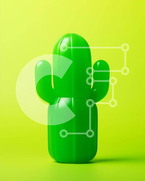 Intra Συλλεκτικό Ξύλινο Παζλ Plywood  4mm - Πράσινο ειδώλιο κάκτου σε πορτοκαλί ή κίτρινο φόντο Σε Ξύλινο Κουτί - Διαστάσεις: 10x10 cm – 25 κομμάτια