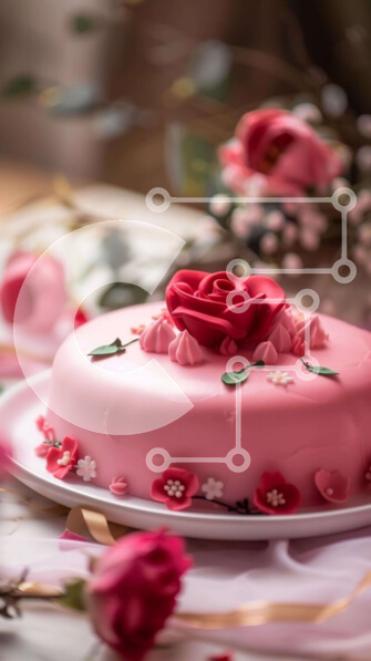 Intra Συλλεκτικό Ξύλινο Παζλ Plywood  4mm - Ροζ τούρτα με λουλουδάτα διακοσμητικά Σε Ξύλινο Κουτί - Διαστάσεις: 10x10 cm – 25 κομμάτια