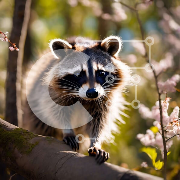 Intra Συλλεκτικό Ξύλινο Παζλ Plywood  4mm - Περίεργο ρακούν σε κλαδί βελανιδιάς Σε Ξύλινο Κουτί - Διαστάσεις: 10x10 cm – 25 κομμάτια