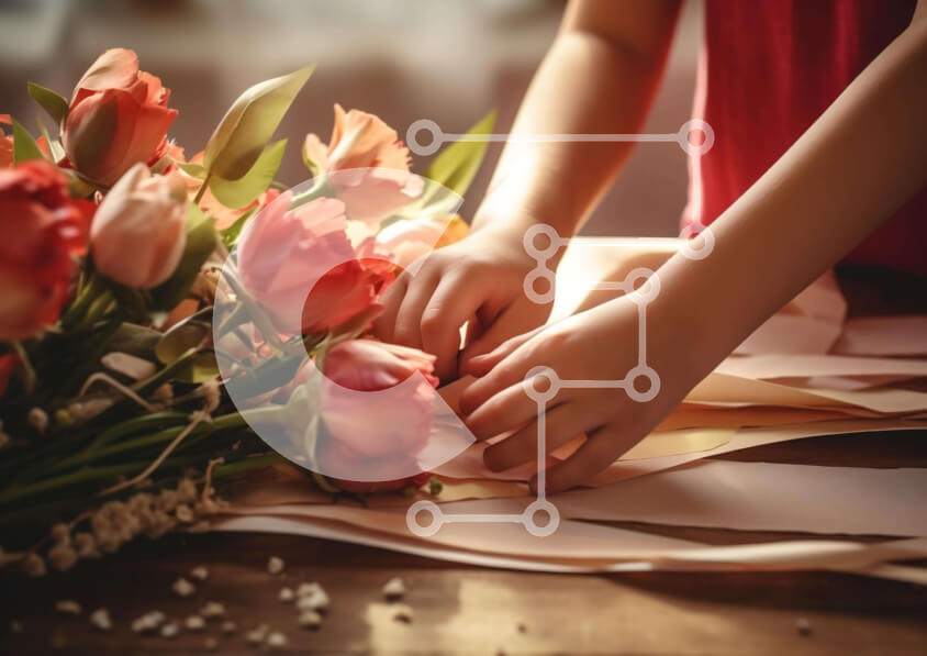 Intra Συλλεκτικό Ξύλινο Παζλ Plywood  4mm - Άτομο που εργάζεται με τα λουλούδια Σε Ξύλινο Κουτί - Διαστάσεις: 10x10 cm – 25 κομμάτια