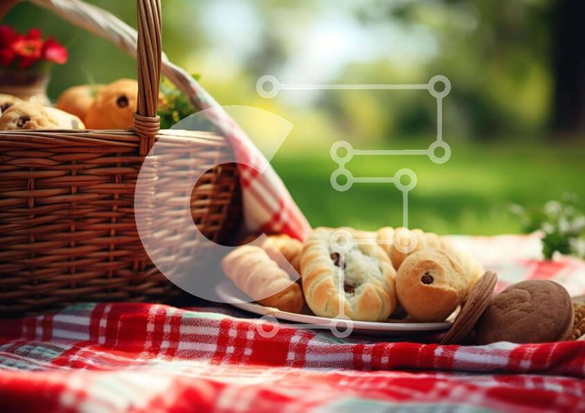 Σετ των 2 Intra Συλλεκτικό Ξύλινο Παζλ Plywood  4mm - Καλάθι για πικνίκ με γλυκά και σνακ Σε Ξύλινο Κουτί - Διαστάσεις: 10x10 cm – 25 κομμάτια