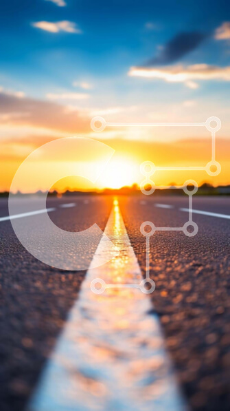 Σετ των 2 Intra Συλλεκτικό Ξύλινο Παζλ Plywood  4mm - Σιλουέτα ενός ασφαλτοστρωμένου δρόμου στο ηλιοβασίλεμα Σε Ξύλινο Κουτί - Διαστάσεις: 10x10 cm – 25 κομμάτια