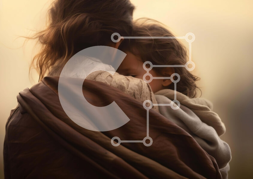 Intra Συλλεκτικό Ξύλινο Παζλ Plywood  4mm - Συγκινητική στιγμή μιας γυναίκας που αγκαλιάζει το παιδί της Σε Ξύλινο Κουτί - Διαστάσεις Puzzle: 10x10 cm – 25 κομμάτια