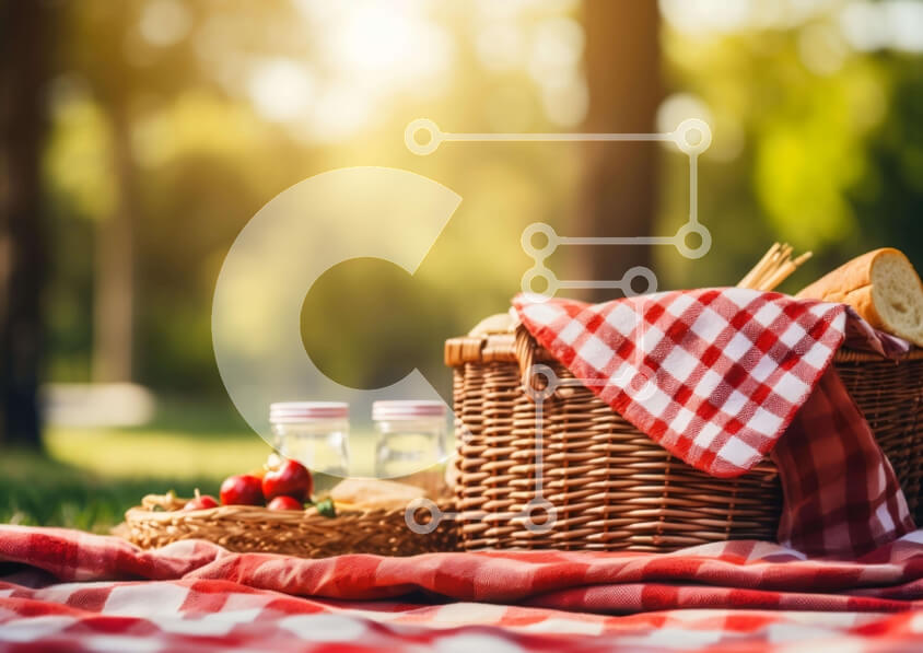 Intra Συλλεκτικό Ξύλινο Παζλ Plywood  4mm - Καλάθι για πικνίκ με ψωμί, φρούτα και σνακ Σε Ξύλινο Κουτί - Διαστάσεις: 10x10 cm – 25 κομμάτια