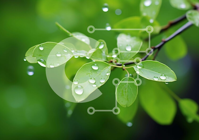 Intra Συλλεκτικό Ξύλινο Παζλ Plywood  4mm - Κλαδί δέντρου με σταγόνες βροχής Σε Ξύλινο Κουτί - Διαστάσεις: 10x10 cm – 25 κομμάτια