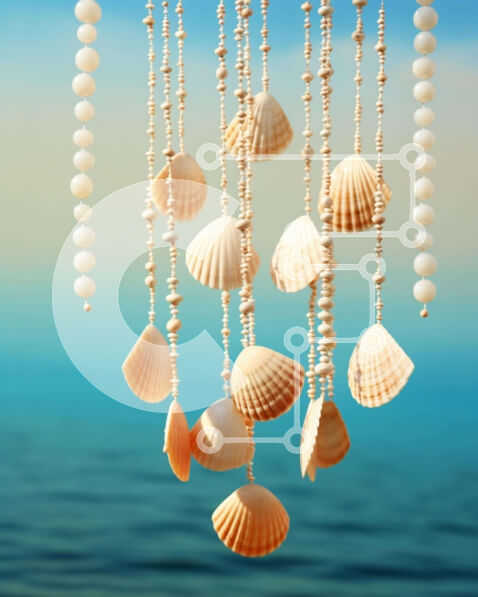 Intra Συλλεκτικό Ξύλινο Παζλ Plywood  4mm - Πολυέλαιος με κοχύλι με πέρλες και χάντρες Σε Ξύλινο Κουτί - Διαστάσεις Puzzle: 10x10 cm – 25 κομμάτια