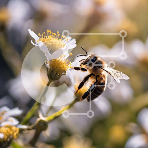 Intra Συλλεκτικό Ξύλινο Παζλ Plywood  4mm - Μέλισσα στα λευκά λουλούδια Σε Ξύλινο Κουτί - Διαστάσεις: 10x10 cm – 25 κομμάτια