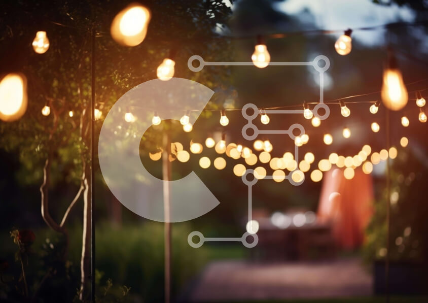 Intra Συλλεκτικό Ξύλινο Παζλ Plywood  4mm - Εξωτερική τραπεζαρία με φώτα χορδών Σε Ξύλινο Κουτί - Διαστάσεις Puzzle: 10x10 cm – 25 κομμάτια