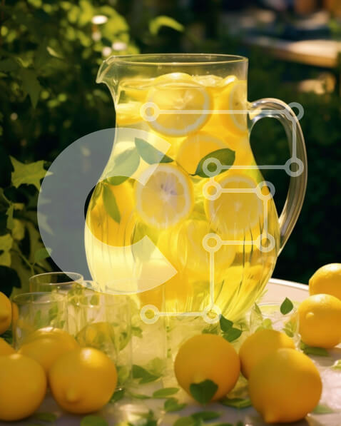 Σετ των 2 Intra Συλλεκτικό Ξύλινο Παζλ Plywood  4mm - Στάμνα λεμονάδας με φρέσκα λεμόνια και φύλλα μέντας Σε Ξύλινο Κουτί - Διαστάσεις: 10x10 cm – 25 κομμάτια