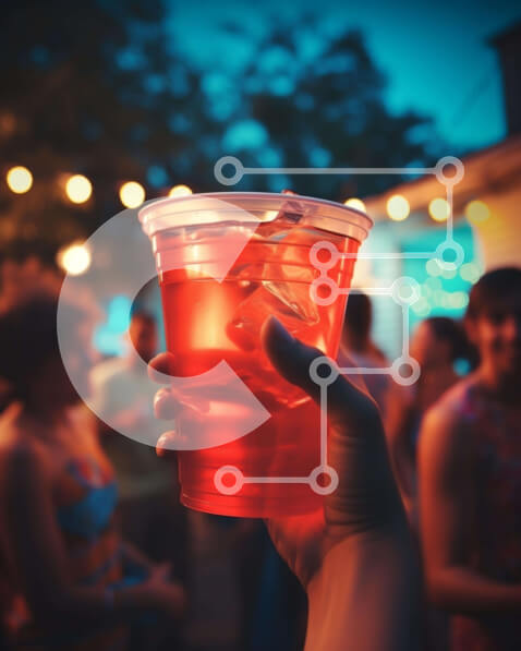 Intra Συλλεκτικό Ξύλινο Παζλ Plywood  4mm - Άτομο που κρατά πορτοκαλί κύπελλο σε ζωντανή εκδήλωση Σε Ξύλινο Κουτί - Διαστάσεις Puzzle: 10x10 cm – 25 κομμάτια