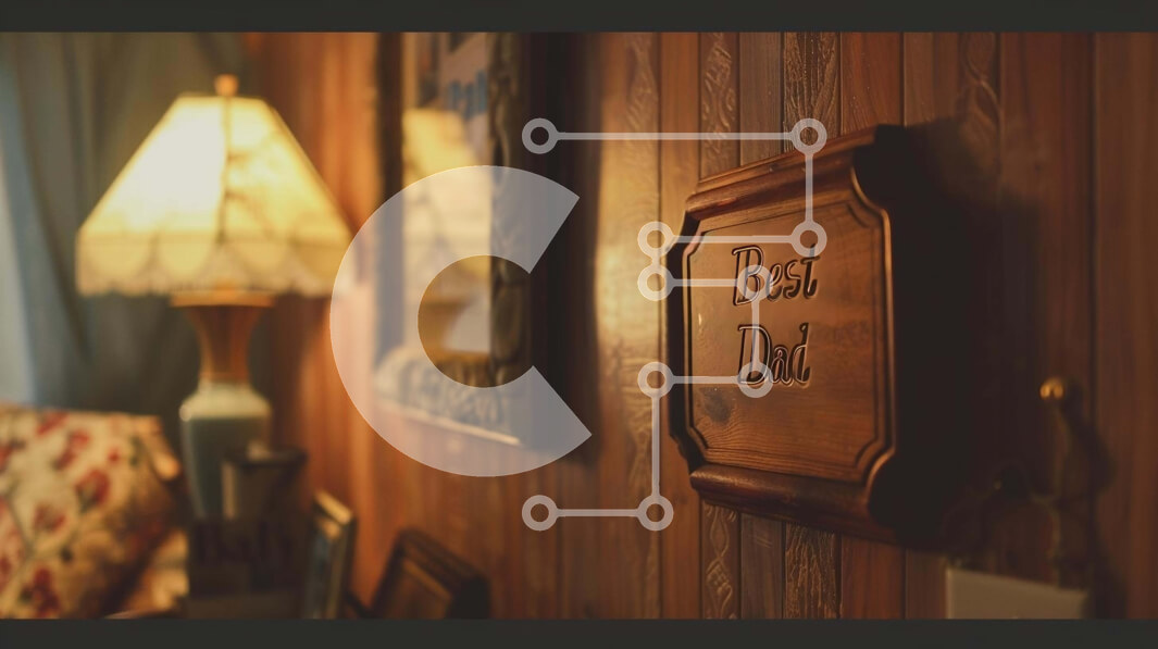 Intra Συλλεκτικό Ξύλινο Παζλ Plywood  4mm - Δωμάτιο με ξύλινη πλάκα "Best Dad" και εικόνες στον τοίχο Σε Ξύλινο Κουτί - Διαστάσεις Puzzle: 10x10 cm – 25 κομμάτια