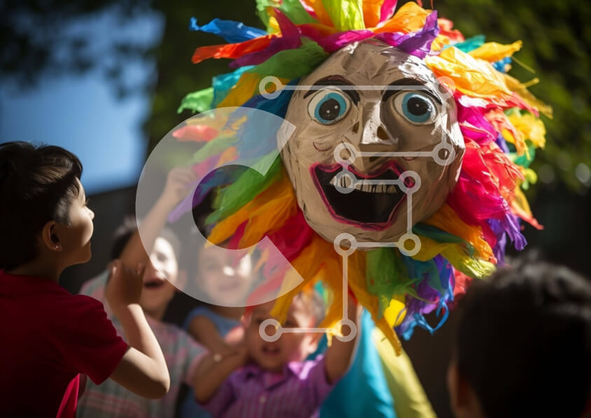 Intra Συλλεκτικό Ξύλινο Παζλ Plywood  4mm - Παιδιά που παίζουν με πολύχρωμη μάσκα Σε Ξύλινο Κουτί - Διαστάσεις Puzzle: 10x10 cm – 25 κομμάτια