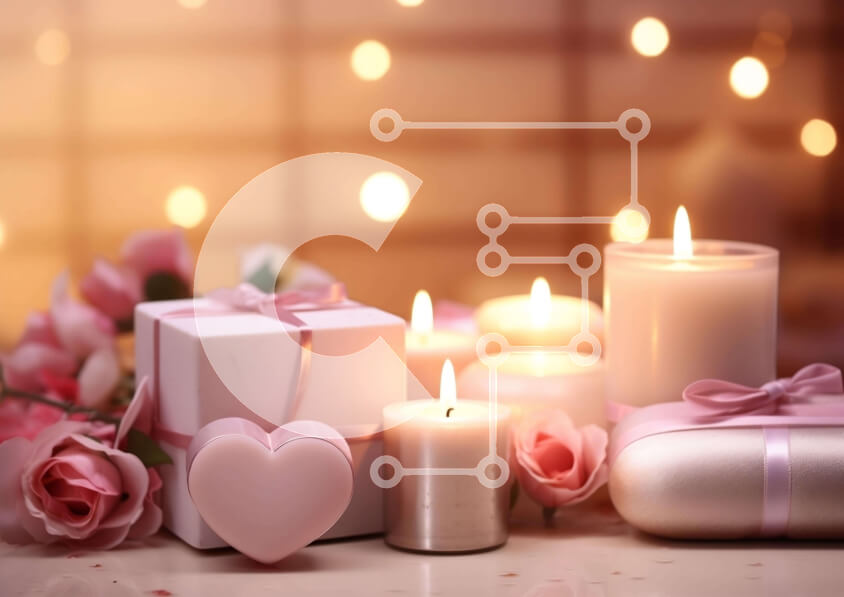 Intra Συλλεκτικό Ξύλινο Παζλ Plywood  4mm - Ρομαντική ρύθμιση για την ημέρα του Αγίου Βαλεντίνου Σε Ξύλινο Κουτί - Διαστάσεις: 10x10 cm – 25 κομμάτια