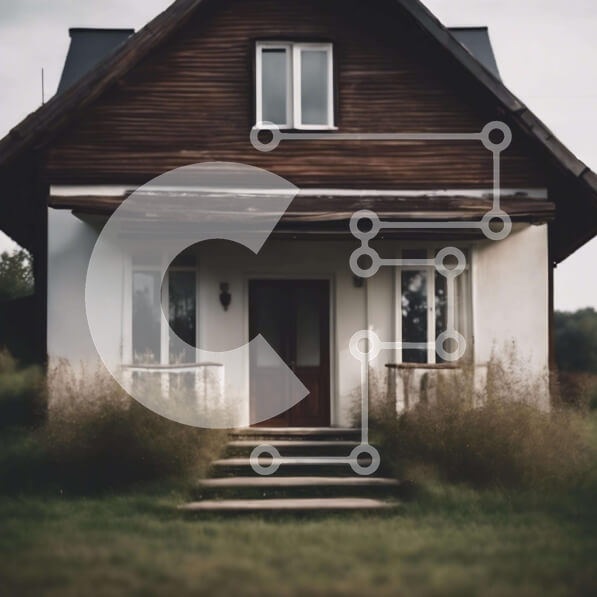 Intra Συλλεκτικό Ξύλινο Παζλ Plywood  4mm - Μπράουν και Λευκός Οίκος με βήματα Σε Ξύλινο Κουτί - Διαστάσεις Puzzle: 10x10 cm – 25 κομμάτια