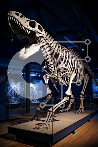 Intra Συλλεκτικό Ξύλινο Παζλ Plywood  4mm - Έκθεση T-Rex Skeleton Σε Ξύλινο Κουτί - Διαστάσεις Puzzle: 10x10 cm – 25 κομμάτια