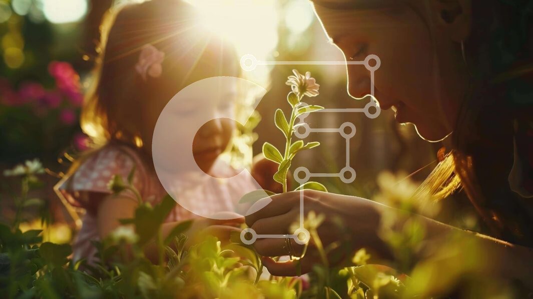 Intra Συλλεκτικό Ξύλινο Παζλ Plywood  4mm - Μητέρα και κόρη παίζουν στο γρασίδι Σε Ξύλινο Κουτί - Διαστάσεις Puzzle: 10x10 cm – 25 κομμάτια