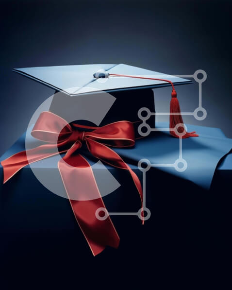 Intra Συλλεκτικό Ξύλινο Παζλ Plywood  4mm - Μπλε Καπάκι αποφοίτησης με κόκκινη κορδέλα Σε Ξύλινο Κουτί - Διαστάσεις Puzzle: 10x10 cm – 25 κομμάτια