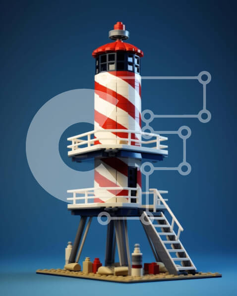 Intra Συλλεκτικό Ξύλινο Παζλ Plywood  4mm - Φάρος Lego με σκάλες και εξοπλισμό Σε Ξύλινο Κουτί - Διαστάσεις Puzzle: 10x10 cm – 25 κομμάτια