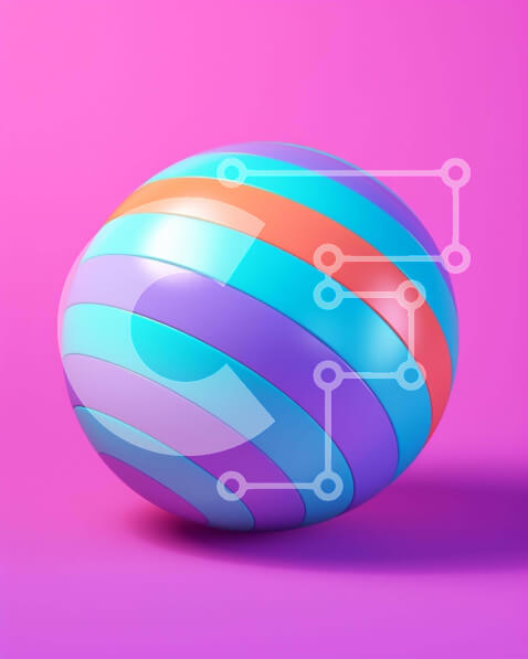 Intra Συλλεκτικό Ξύλινο Παζλ Plywood  4mm - Πολύχρωμη ριγέ μπάλα σε πορτοκαλί και ροζ φόντο Σε Ξύλινο Κουτί - Διαστάσεις Puzzle: 10x10 cm – 25 κομμάτια