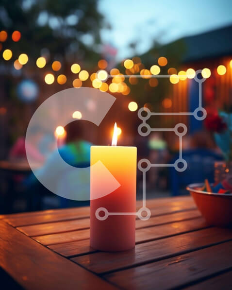 Σετ των 2 Intra Συλλεκτικό Ξύλινο Παζλ Plywood  4mm - Υπαίθρια σκηνή φαγητού με κερί και ανθρώπους Σε Ξύλινο Κουτί - Διαστάσεις: 10x10 cm – 25 κομμάτια