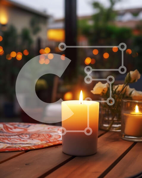 Intra Συλλεκτικό Ξύλινο Παζλ Plywood  4mm - Άνετο τραπέζι με κεριά και λουλούδια Σε Ξύλινο Κουτί - Διαστάσεις Puzzle: 10x10 cm – 25 κομμάτια