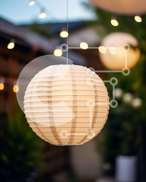 Intra Συλλεκτικό Ξύλινο Παζλ Plywood  4mm - Φανάρια από λευκό χαρτί και φωτιστικά σε εξωτερικό χώρο Σε Ξύλινο Κουτί - Διαστάσεις Puzzle: 10x10 cm – 25 κομμάτια