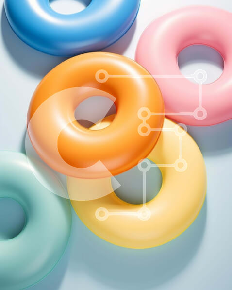 Σετ των 2 Intra Συλλεκτικό Ξύλινο Παζλ Plywood  4mm - Πολύχρωμα στοιβαγμένα ντόνατς Σε Ξύλινο Κουτί - Διαστάσεις: 10x10 cm – 25 κομμάτια