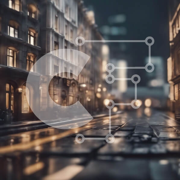 Intra Συλλεκτικό Ξύλινο Παζλ Plywood  4mm - City Street τη νύχτα με κτίρια και παρκαρισμένα αυτοκίνητα Σε Ξύλινο Κουτί - Διαστάσεις Puzzle: 10x10 cm – 25 κομμάτια