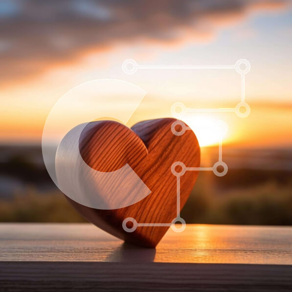 Intra Συλλεκτικό Ξύλινο Παζλ Plywood  4mm - Ξύλινο αντικείμενο σε σχήμα καρδιάς κάτω από το ηλιοβασίλεμα Σε Ξύλινο Κουτί - Διαστάσεις Puzzle: 10x10 cm – 25 κομμάτια