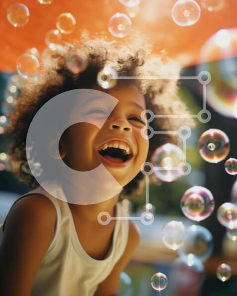 Intra Συλλεκτικό Ξύλινο Παζλ Plywood  4mm - Μικρό παιδί που παίζει με τις σαπουνόφουσκες σε εξωτερικούς χώρους Σε Ξύλινο Κουτί - Διαστάσεις Puzzle: 10x10 cm – 25 κομμάτια