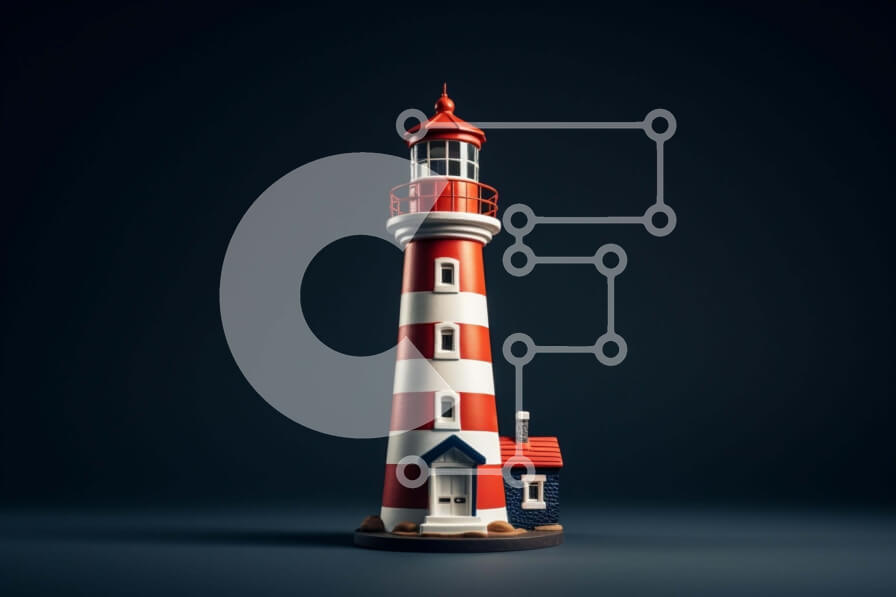 Intra Συλλεκτικό Ξύλινο Παζλ Plywood  4mm - Κόκκινος, λευκός και μπλε φάρος παιχνιδιών σε σκούρο φόντο Σε Ξύλινο Κουτί - Διαστάσεις Puzzle: 10x10 cm – 25 κομμάτια