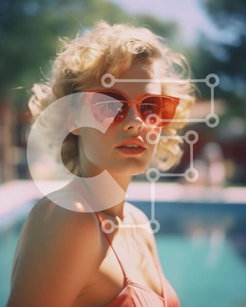 Intra Συλλεκτικό Ξύλινο Παζλ Plywood  4mm - Κομψή γυναίκα δίπλα στην πισίνα με γυαλιά ηλίου Σε Ξύλινο Κουτί - Διαστάσεις Puzzle: 10x10 cm – 25 κομμάτια