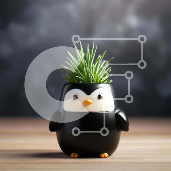 Intra Συλλεκτικό Ξύλινο Παζλ Plywood  4mm - Μαύρος πιγκουίνος φυτευτής με πράσινο γρασίδι Σε Ξύλινο Κουτί - Διαστάσεις: 10x10 cm – 25 κομμάτια