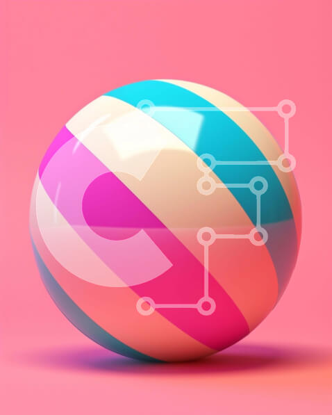 Intra Συλλεκτικό Ξύλινο Παζλ Plywood  4mm - Πολύχρωμη ριγέ μπάλα σε ροζ φόντο Σε Ξύλινο Κουτί - Διαστάσεις: 10x10 cm – 25 κομμάτια