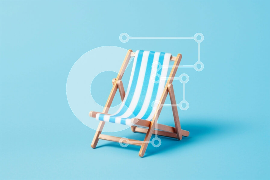 Intra Συλλεκτικό Ξύλινο Παζλ Plywood  4mm - Ξύλινη ξαπλώστρα σε μπλε φόντο του ωκεανού Σε Ξύλινο Κουτί - Διαστάσεις Puzzle: 10x10 cm – 25 κομμάτια