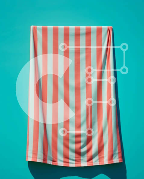 Intra Συλλεκτικό Ξύλινο Παζλ Plywood  4mm - Κόκκινη και λευκή ριγέ πετσέτα σε μπλε τοίχο Σε Ξύλινο Κουτί - Διαστάσεις: 10x10 cm – 25 κομμάτια