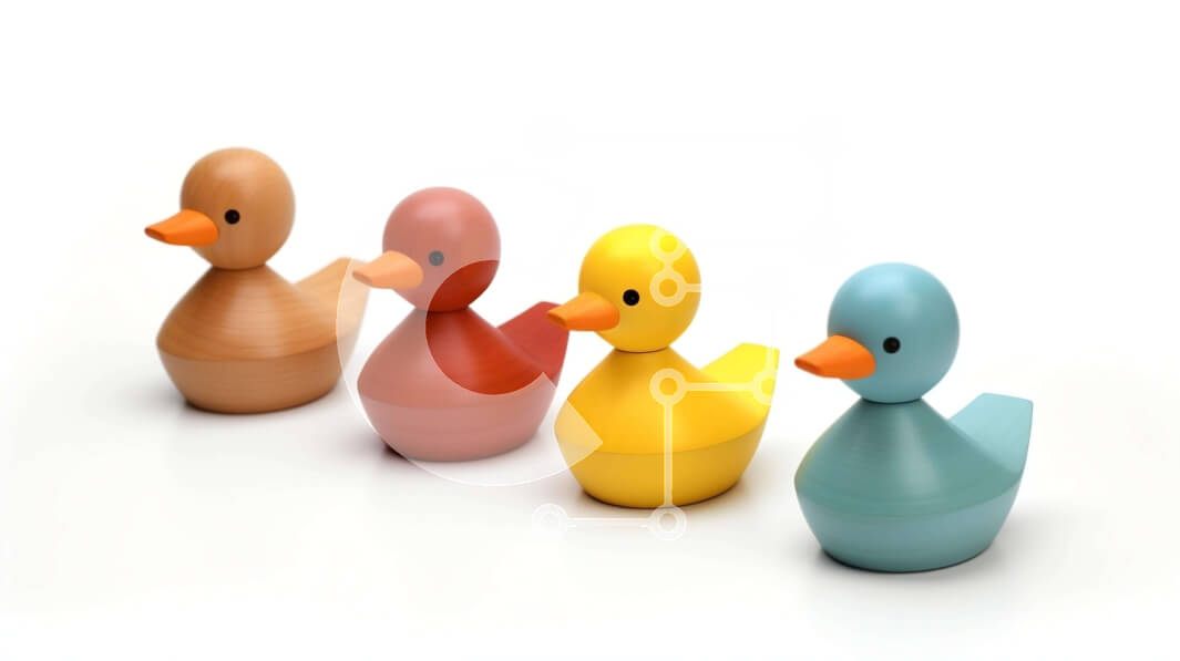 Intra Συλλεκτικό Ξύλινο Παζλ Plywood  4mm - Πολύχρωμες λαστιχένιες πάπιες Σε Ξύλινο Κουτί - Διαστάσεις: 10x10 cm – 25 κομμάτια