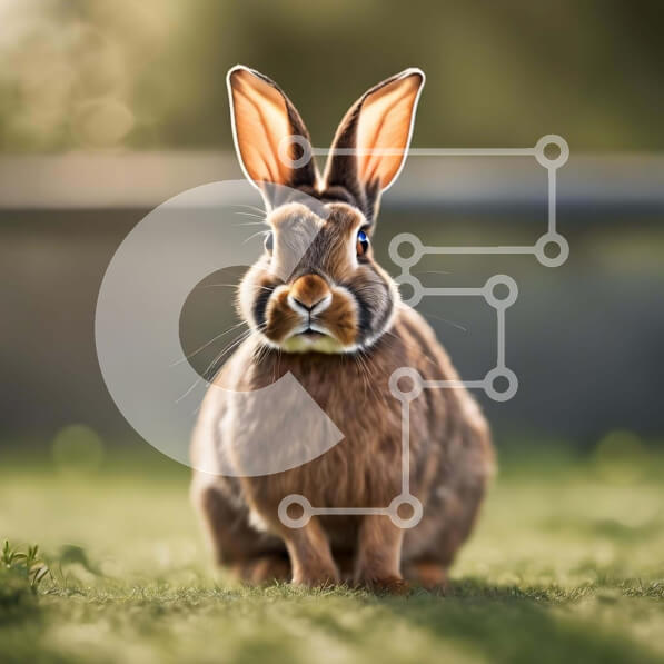 Intra Συλλεκτικό Ξύλινο Παζλ Plywood  4mm - Καφέ κουνέλι που κάθεται στο γρασίδι και κοιτάζει την κάμερα Σε Ξύλινο Κουτί - Διαστάσεις: 10x10 cm – 25 κομμάτια