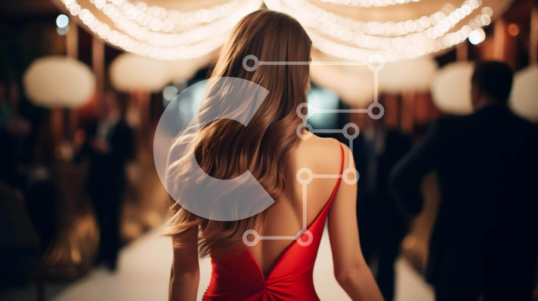 Intra Συλλεκτικό Ξύλινο Παζλ Plywood  4mm - Κομψή γυναίκα με κόκκινο φόρεμα που περπατά στο διάδρομο Σε Ξύλινο Κουτί - Διαστάσεις Puzzle: 10x10 cm – 25 κομμάτια