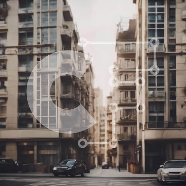 Intra Συλλεκτικό Ξύλινο Παζλ Plywood  4mm - City Street με ψηλά κτίρια και αυτοκίνητα Σε Ξύλινο Κουτί - Διαστάσεις Puzzle: 10x10 cm – 25 κομμάτια