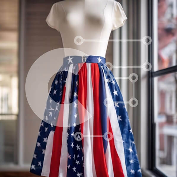 Σετ των 2 Intra Συλλεκτικό Ξύλινο Παζλ Plywood  4mm - Μανεκέν με επίδειξη φούστας αμερικανικής σημαίας Σε Ξύλινο Κουτί - Διαστάσεις: 10x10 cm – 25 κομμάτια