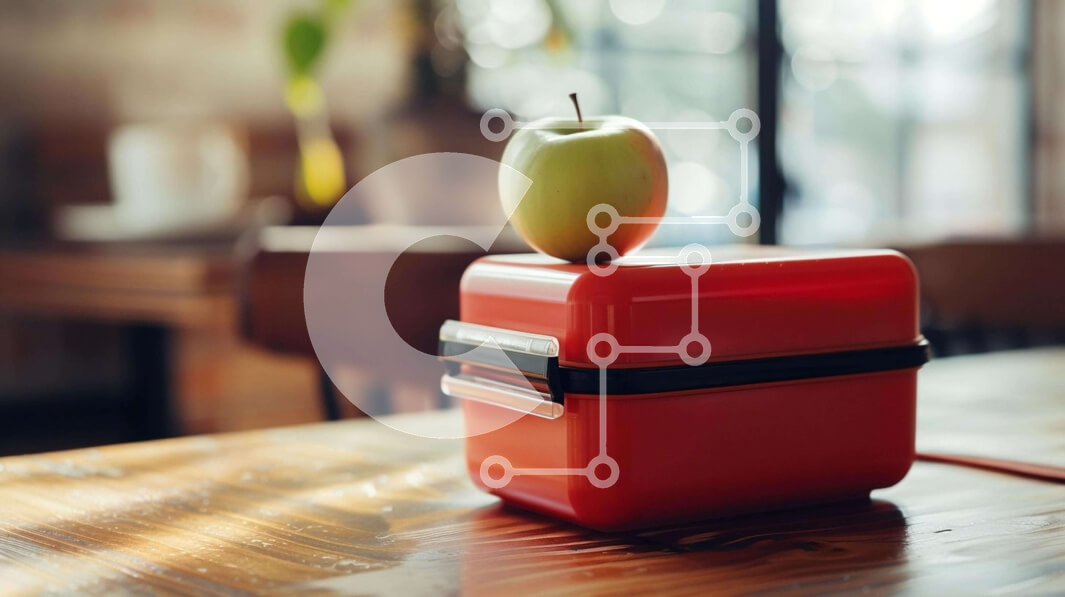 Σετ των 2 Intra Συλλεκτικό Ξύλινο Παζλ Plywood  4mm - Κόκκινο κουτί γεύματος με μήλο Σε Ξύλινο Κουτί - Διαστάσεις: 10x10 cm – 25 κομμάτια