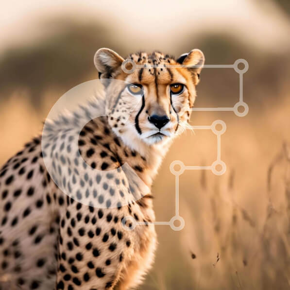 Intra Συλλεκτικό Ξύλινο Παζλ Plywood  4mm - Τσίτα με ψηλό γρασίδι που κοιτάζει την απόσταση Σε Ξύλινο Κουτί - Διαστάσεις: 10x10 cm – 25 κομμάτια