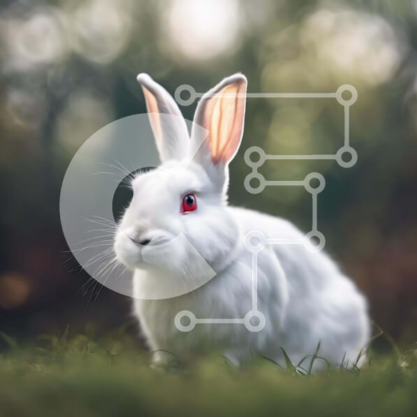 Intra Συλλεκτικό Ξύλινο Παζλ Plywood  4mm - Λευκό κουνέλι με κόκκινα μάτια στη φύση Σε Ξύλινο Κουτί - Διαστάσεις: 10x10 cm – 25 κομμάτια