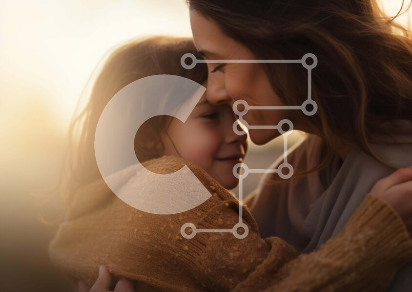 Intra Συλλεκτικό Ξύλινο Παζλ Plywood  4mm - Μητέρα και κόρη αγκαλιάζονται σε μια χαρούμενη στιγμή Σε Ξύλινο Κουτί - Διαστάσεις Puzzle: 10x10 cm – 25 κομμάτια